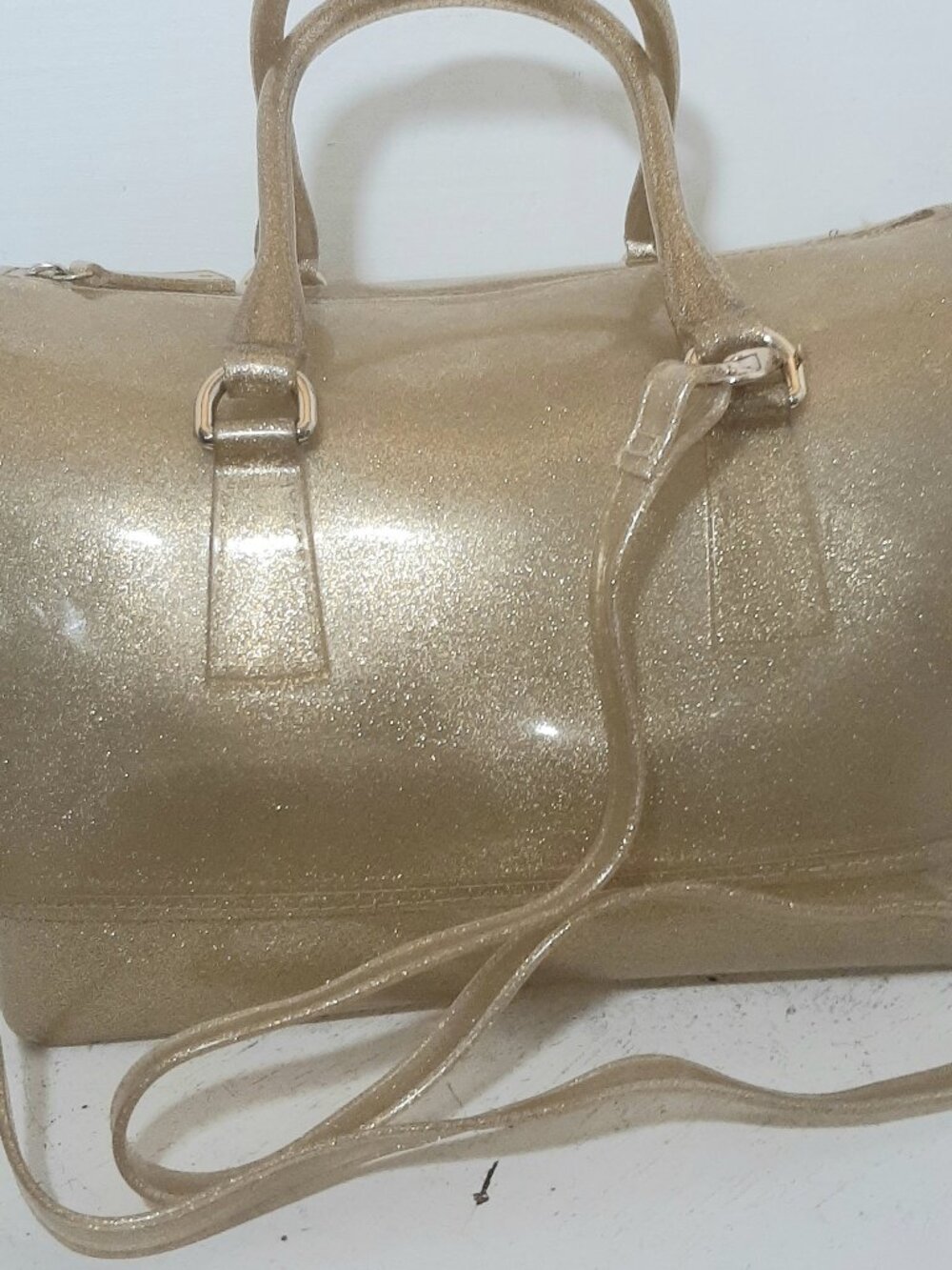 MIFORINES GOLD GLITTER JELLY Handbag/Shoulder bag